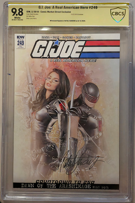 G.I. JOE A REAL AMERICAN HERO #249 CBCS SS 9.8 COVER & SIGNED BY NATALI SANDERS ECCC 2018