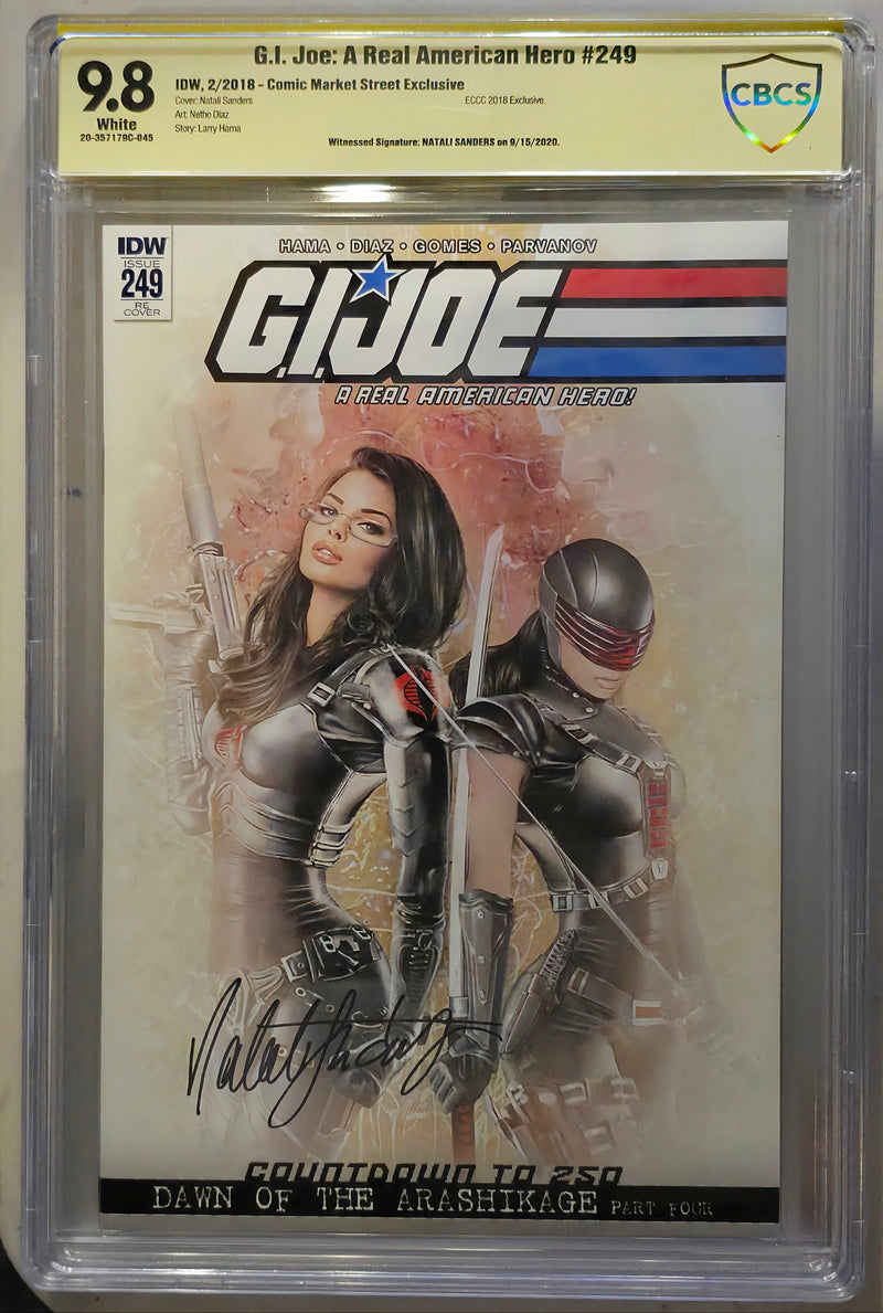 G.I. JOE A REAL AMERICAN HERO #249 CBCS SS 9.8 カバー & ナタリー・サンダース（ECCC 2018）直筆サイン入り