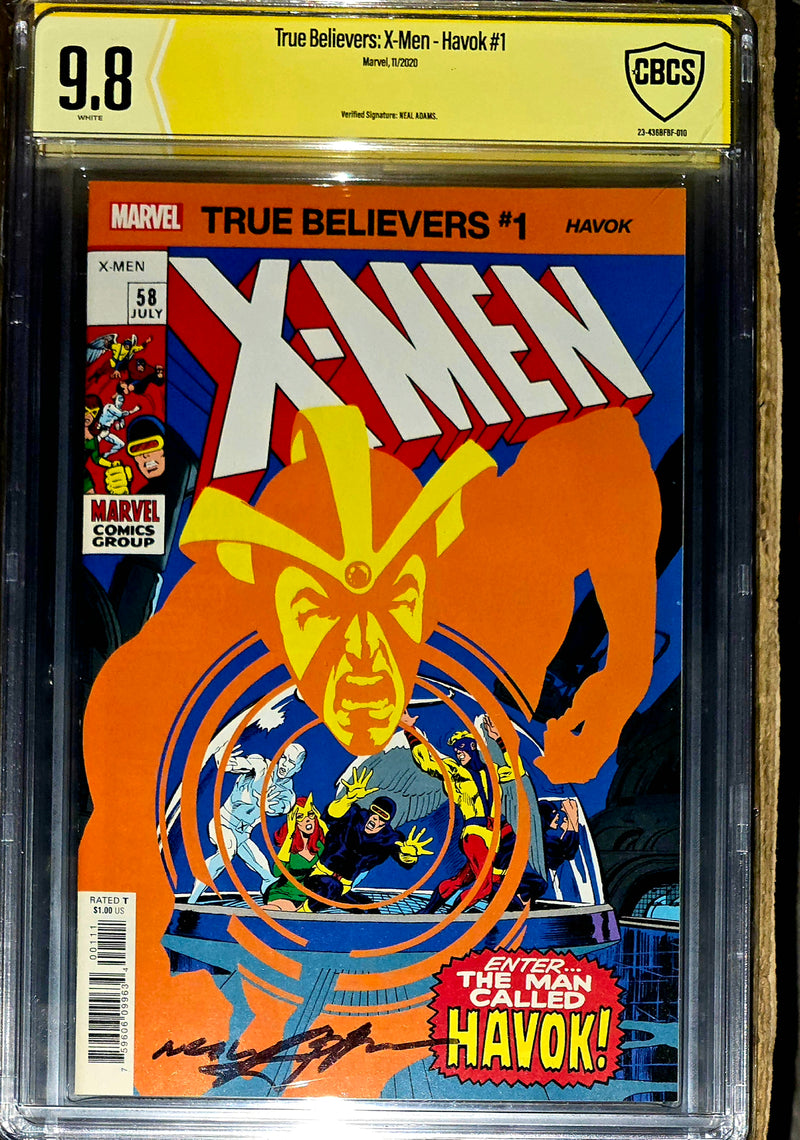 TRUE BELIEVERS X-MEN HAVOK #1 CBCS 9.8 NEAL ADAMSサイン入り