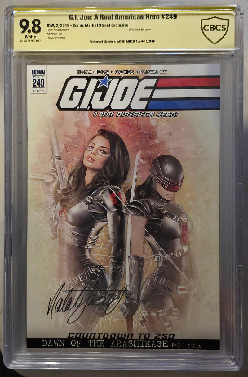 G.I. JOE A REAL AMERICAN HERO #249 CBCS SS 9.8 COVER & SIGNED BY NATALI SANDERS ECCC 2018
