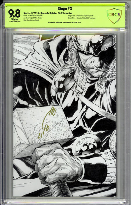 SIEGE #3 CBCS SS 9.8 SIGNED BY JOE QUESADA RETAILER B&W INCENTIVE