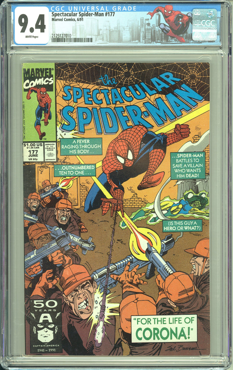 SPECTACULAR SPIDER-MAN #177 CGC 9.4 コロナのパート2