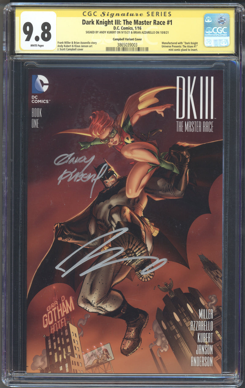 DARK KNIGHT III THE MASTER RACE #1 CGC SS 9.8 CAMPBELL SIGNED BY KUBERT & AZZARELLO