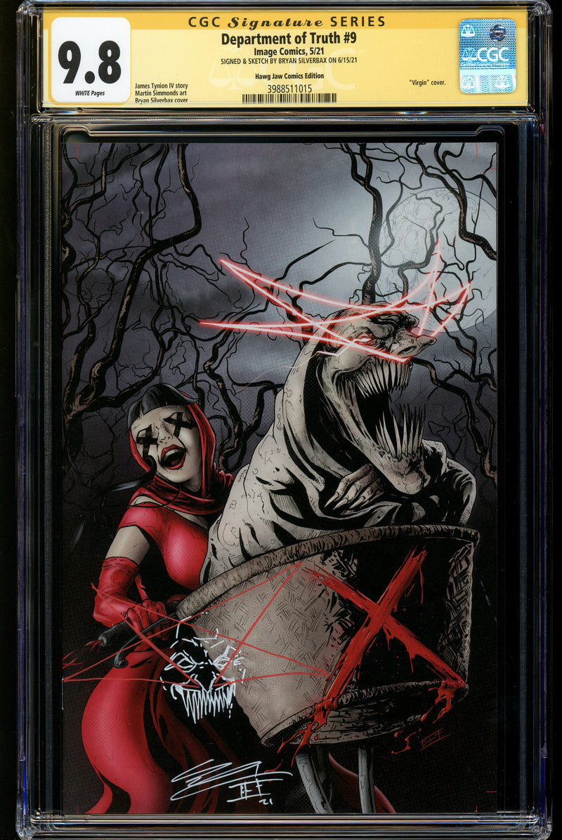 DEPARTMENT OF TRUTH #9 CGC SS 9.8 BRIAN SILVERBAX COVER SIGNED & SKECTCH BY ET MOVIE HOMAGE