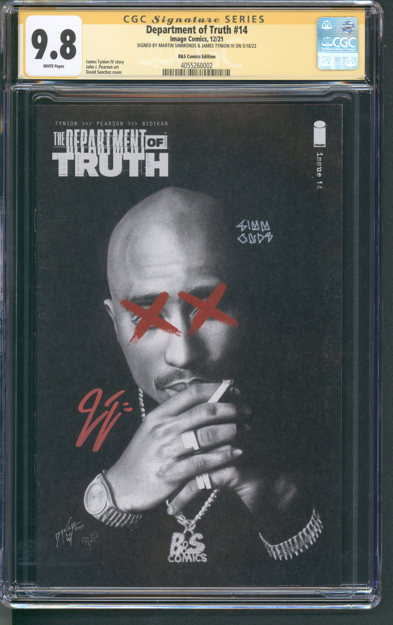 DEPARTMENT OF TRUTH #14 CGC SS 9.8 SANCHEZ TUPAK SIGNED BY MARTIN SIMMONDS & JAMES TYNION IV