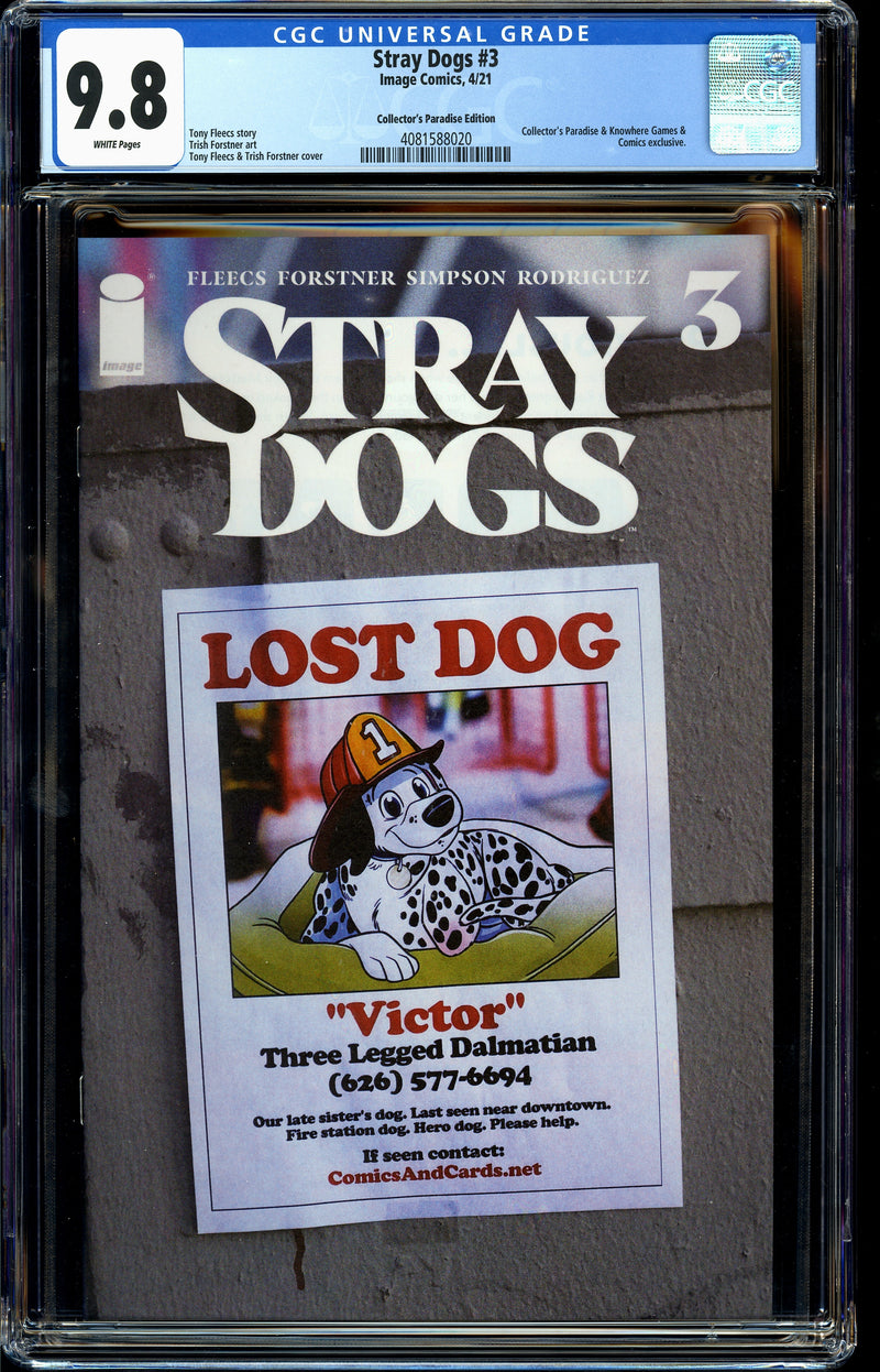 STRAY DOGS #3 CGC 9.8 COLLECTOR'S PARADISE Photo Variant Cover