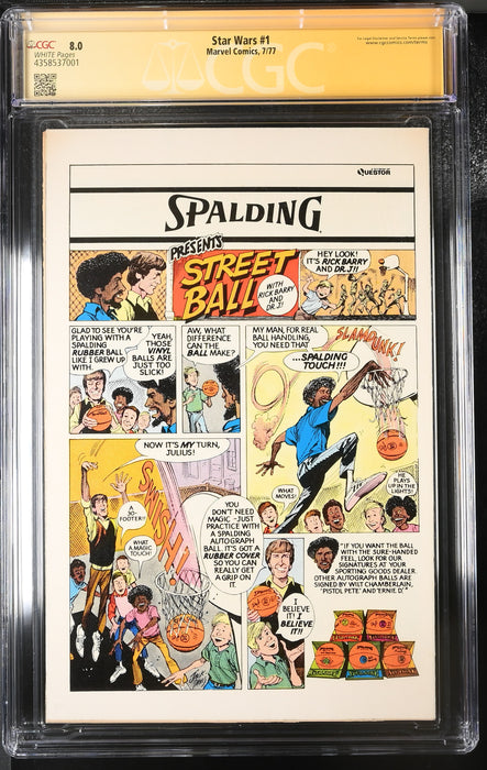 STAR WARS #1 CGC SS 8.0 SIGNED BY HOWARD CHAYKIN 07/77