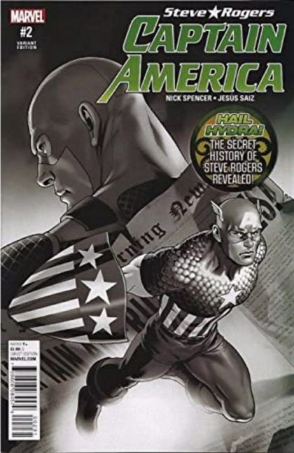 CAPTAIN AMERICA STEVE ROGERS #2 BLACK & WHITE VARIANT 2016