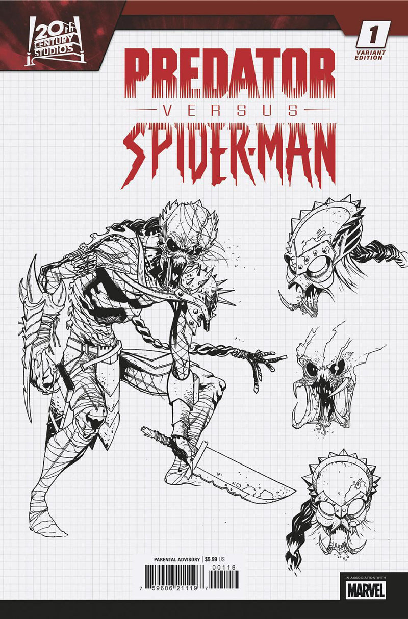 PREDATOR VS. SPIDER-MAN #1 MARCELO FERREIRA DESIGN VAR