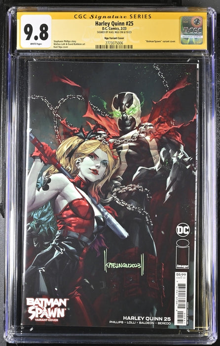 HARLEY QUINN #25 CGC SS 9.8 BATMAN / SPAWN VARIANT SIGNED BY KAEL NGU ON 6/10/23