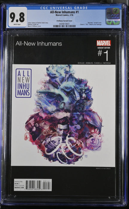 ALL-NEW INHUMANS #1 CGC 9.8 MARCO D'ALFONSO HIP HOP HOMAGE COVER