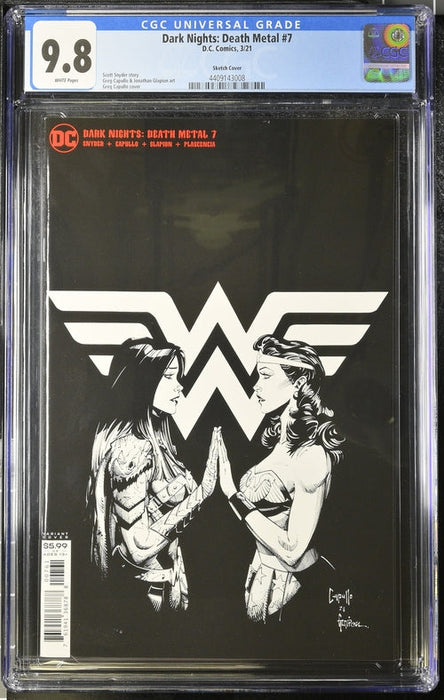 DARK NIGHTS DEATH METAL #7 CGC 9.8 CAPULLO SKETCH COVER