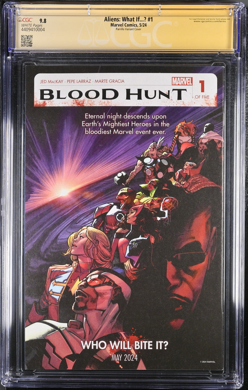 ALIENS WHAT IF ? #1 CGC SS 9.8 SIGNED BY JENETTE GOLDSTEIN, LEON REISER, PAUL REISER, HANS RODIONOFF & BRIAN VOLK-WEISS ON 3/31/24