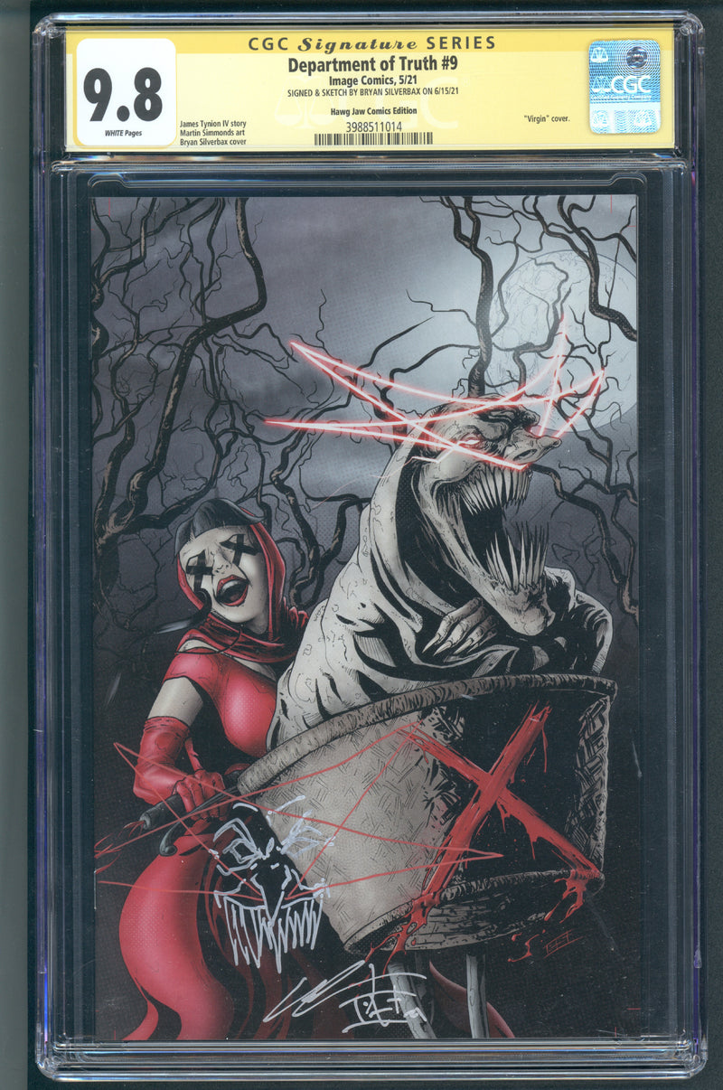DEPARTMENT OF TRUTH #9 CGC SS 9.8 BRIAN SILVERBAX COVER SIGNED & SKECTCH BY ET MOVIE HOMAGE