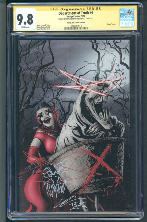 Department of Truth #9 CGC SS 9.8 Hawg Jaw SIGNED & SKETCH by BRIAN SILVERBAX 014