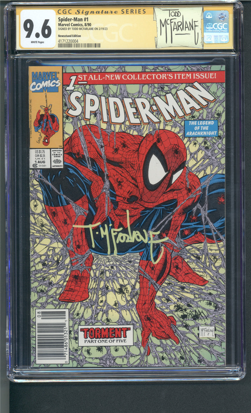 SPIDER-MAN #1 CGC 9.6 NEWSSTAND EDITION SIGNED BY TODD MCFARLANE
