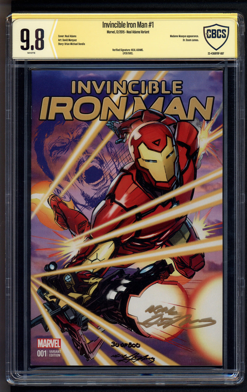 INVINCIBLE IRON MAN #1 CBCS SS 9.8 SIGNED BY NEAL ADAMS 30 OF 800