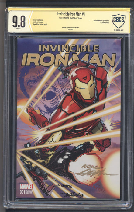 INVINCIBLE IRON MAN #1 CBCS SS 9.8 SIGNED BY NEAL ADAMS 31 OF 800