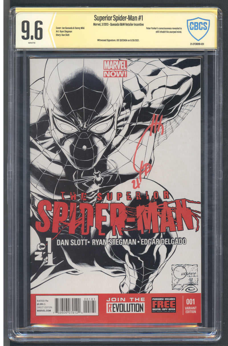 SUPERIOR SPIDER-MAN #1 CBCS SS 9.6 JOE QUESADAサイン スケッチ 新ラベル