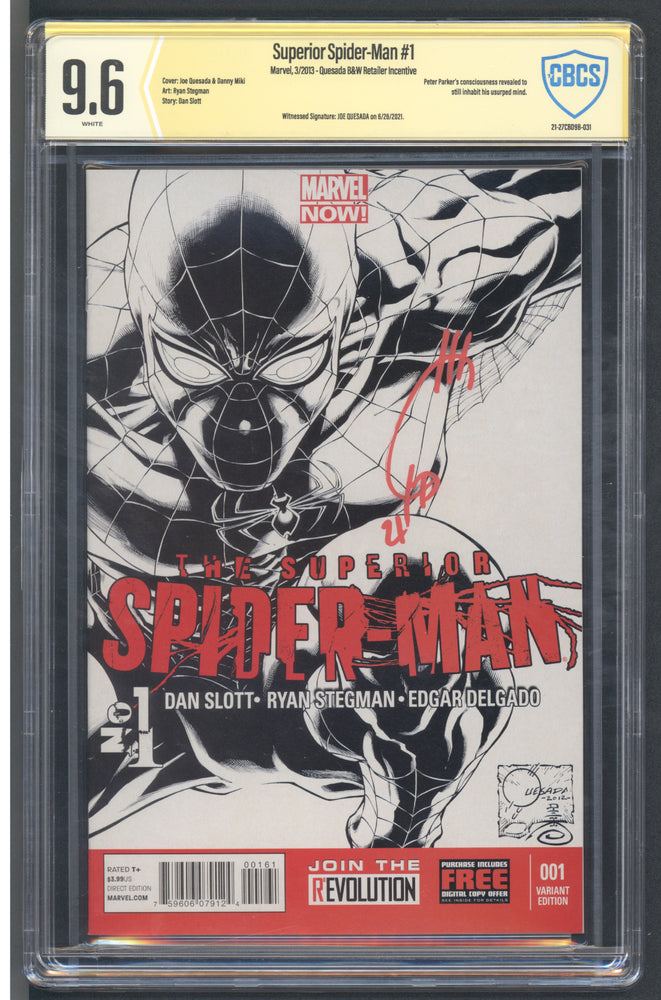 SUPERIOR SPIDER-MAN #1 CBCS SS 9.6 SIGNED BY JOE QUESADA SKETCH NEW LABEL