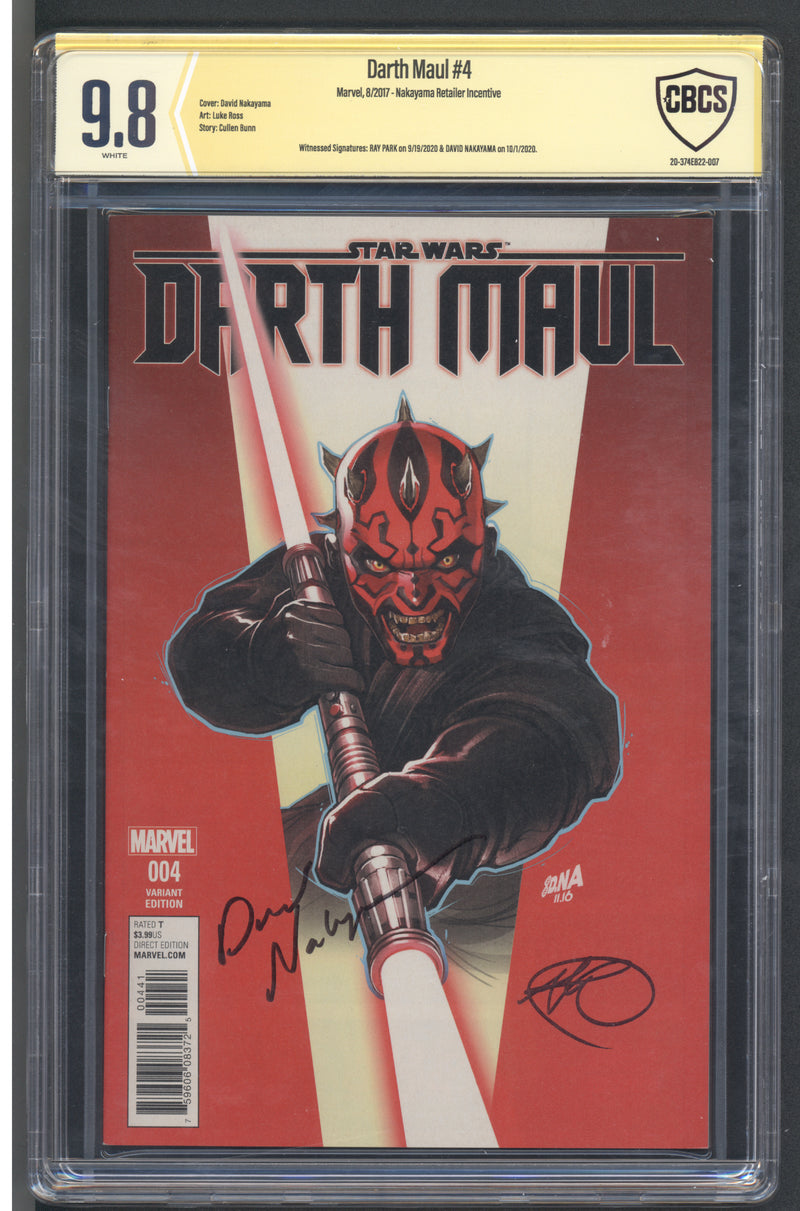 STAR WARS ダース・モール #4 CBCS SS 9.8 レイ・パーク＆デビッド・ナカヤマ直筆サイン入り 新ラベル