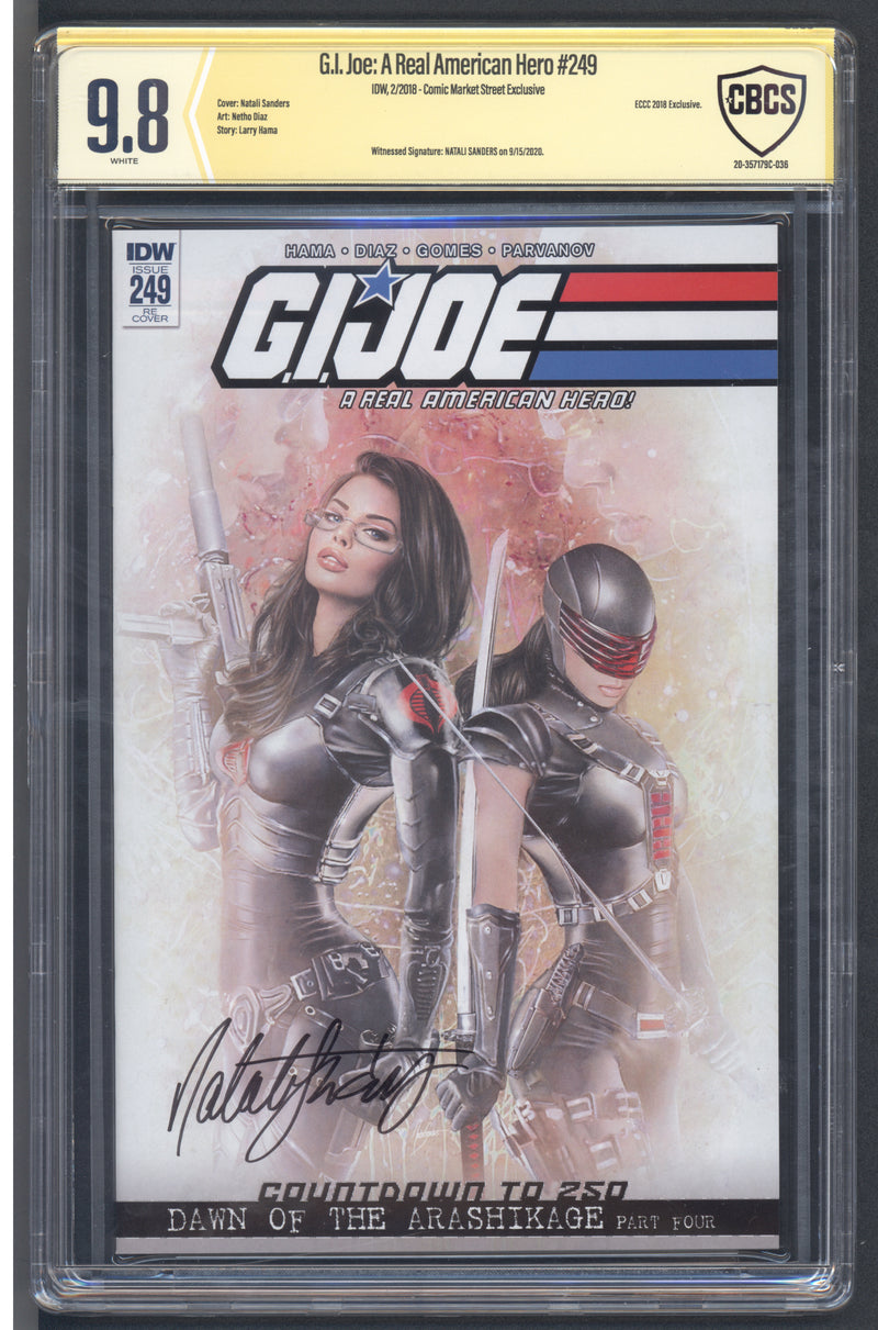 G.I. JOE A REAL AMERICAN HERO #249 CBCS SS 9.8 カバー & ナタリー・サンダース（ECCC 2018）直筆サイン入り