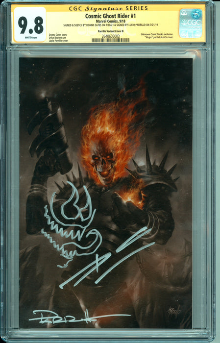 Cosmic Ghost Rider #1 CGC SS 9.8 Cvr M Parrillo B SIGNED & SKETCH BY DONNY CATES & LUCIO PARRILLO