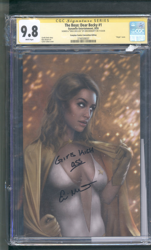 The Boys: Dear Becky #1 Scorpion Comics Convention Edition  CGC 9.8 Virgin SIGNED & "GIRLS KICK ASS" By ERIN MORIARTY