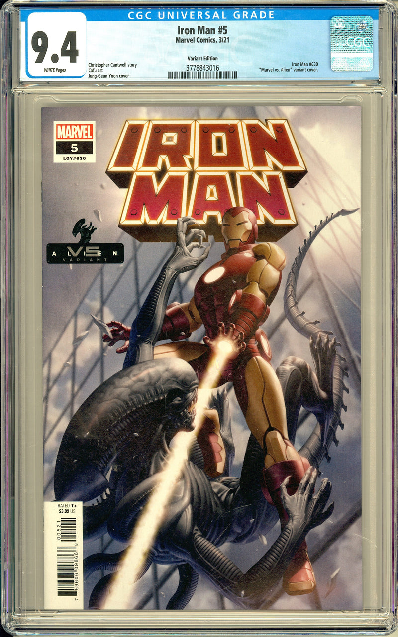 IRON MAN #5 CGC 9.4 YOON MARVEL VS ALIEN COVER