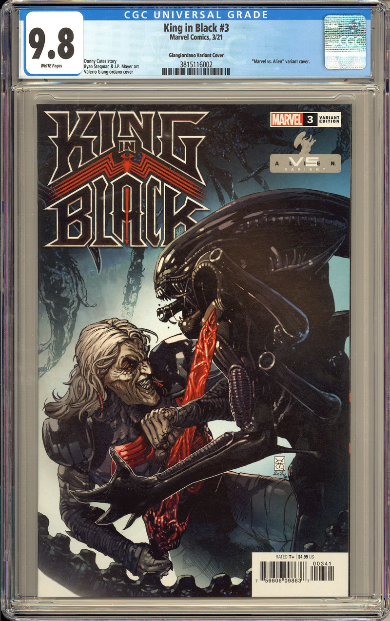 KING IN BLACK #3 CGC 9.8 GIANGIORDANO MARVEL VS ALIEN COVER