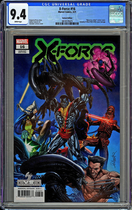 X-Force #16 CGC 9.4 Larroca Marvel Vs Alien Cover