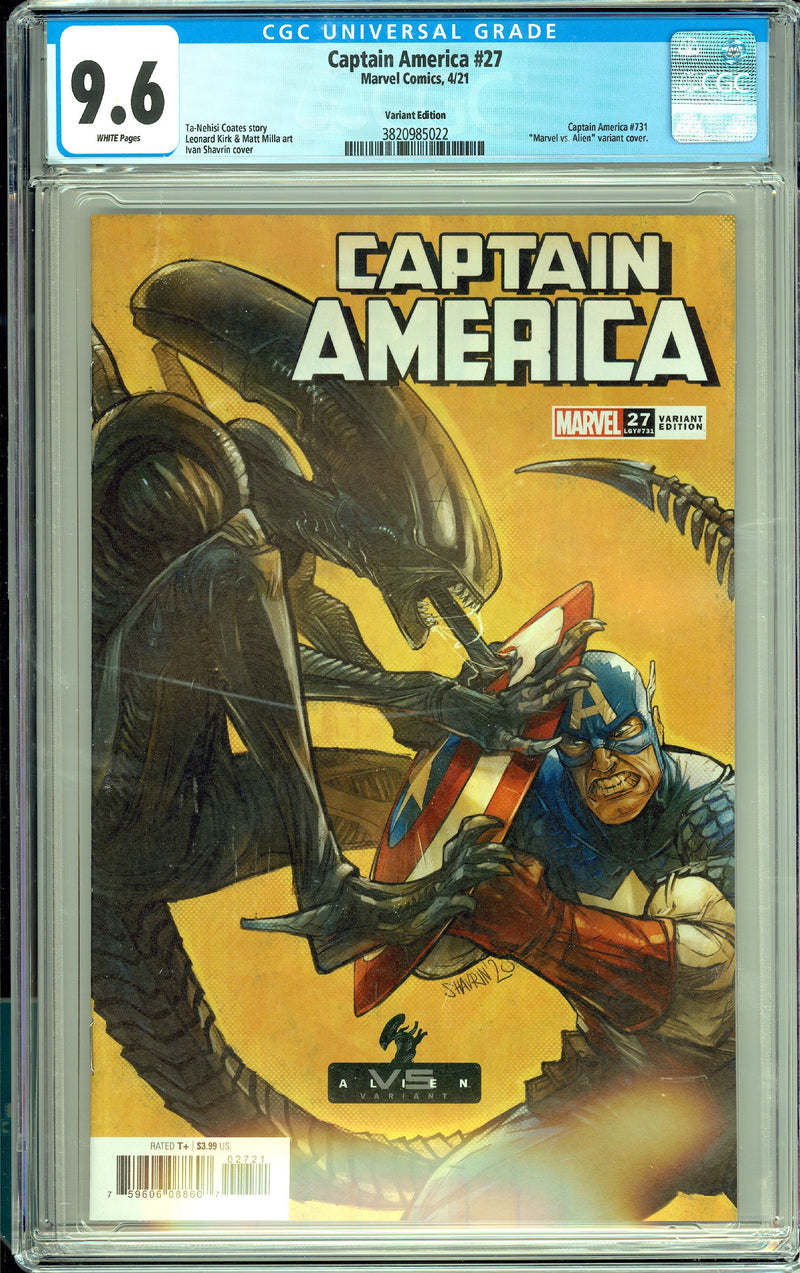 CAPTAIN AMERICA #27 CGC 9.6 MARVEL VS ALIEN VARIANT
