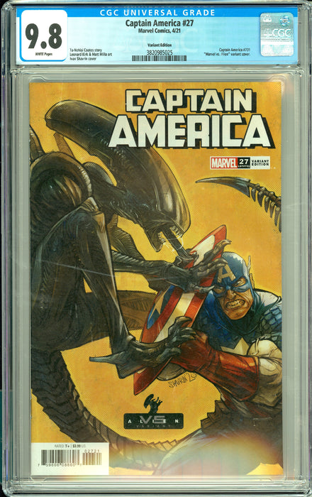Captain America #27 CGC 9.8 Marvel Vs Alien Variant