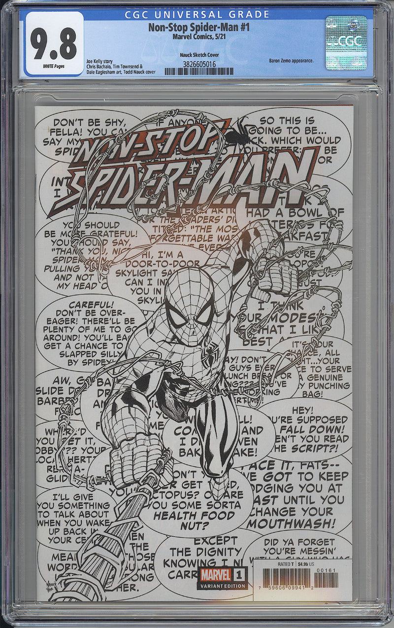 NON-STOP SPIDER-MAN #1 CGC 9.8 TODD NAUCK スケッチ
