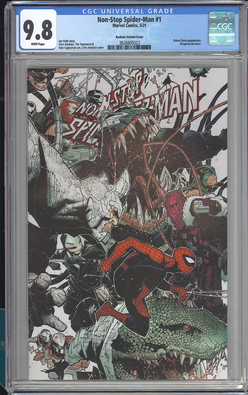 ノンストップ・スパイダーマン #1 CGC 9.8 バチャロ ラップアラウンド バリアント