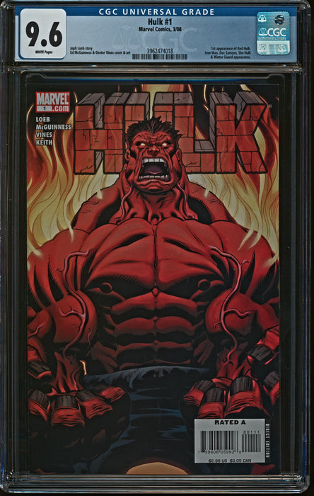 HULK #1 CGC 9.6 JEPH LOEB MARVEL 2008 1ST APPEARANCE RED HULK