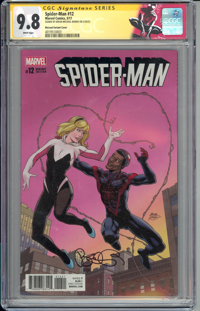 Spider-Man #12 1:25 Incentive McLeod Variant CGC SS 9.8 SIGNED BY BRIAN MICHAEL BENDIS