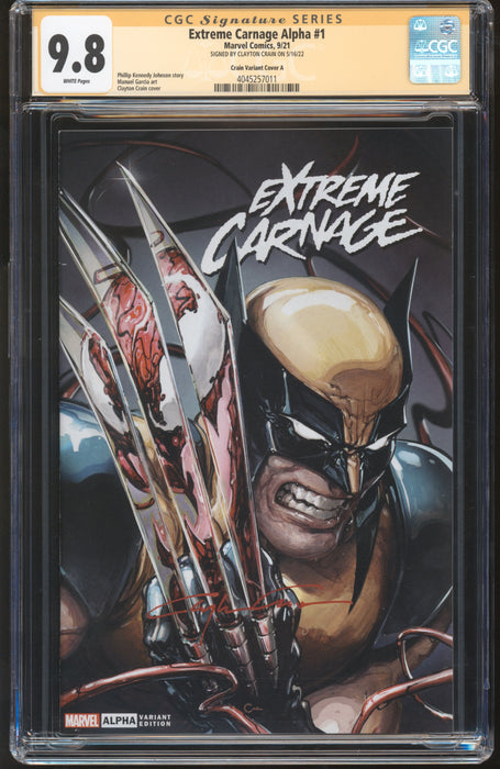 Extreme Carnage Alpha #1 Crain Variant Cover A CGC 9.8