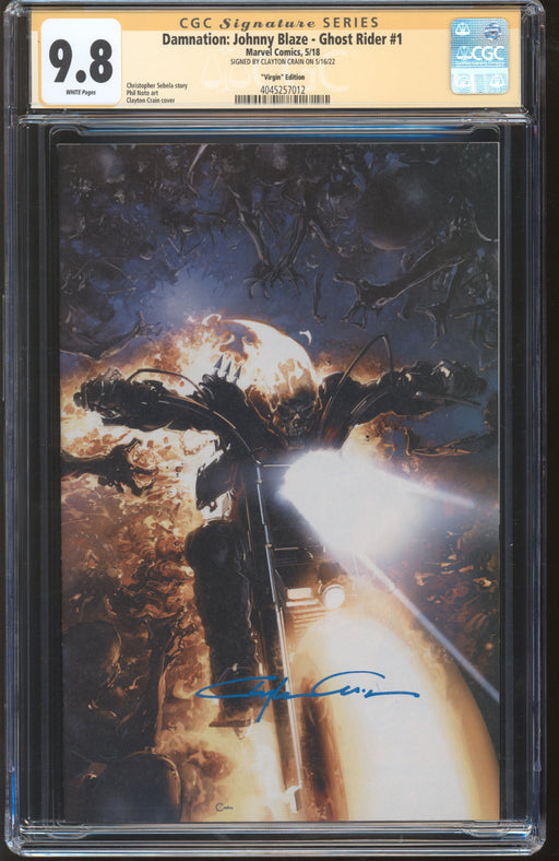 Damnation: Johnny Blaze - Ghost Rider #1 Virgin Edition SIGNED BY CLAYTON CRAIN CGC SS 9.8