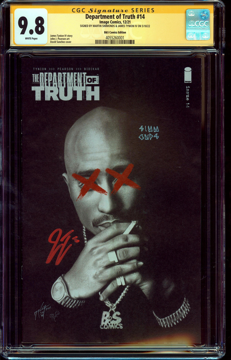 DEPARTMENT OF TRUTH #14 CGC SS 9.8 SANCHEZ TUPAK SIGNED BY MARTIN SIMMONDS & JAMES TYNION IV